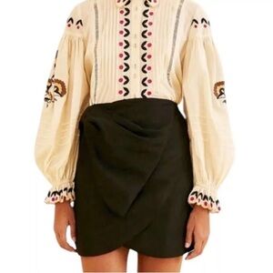 Farm Rio Black Tafeta Mini Skirt Small NWT